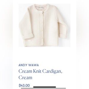 Andy Wawa Cream Knit Cardigan for Newborn